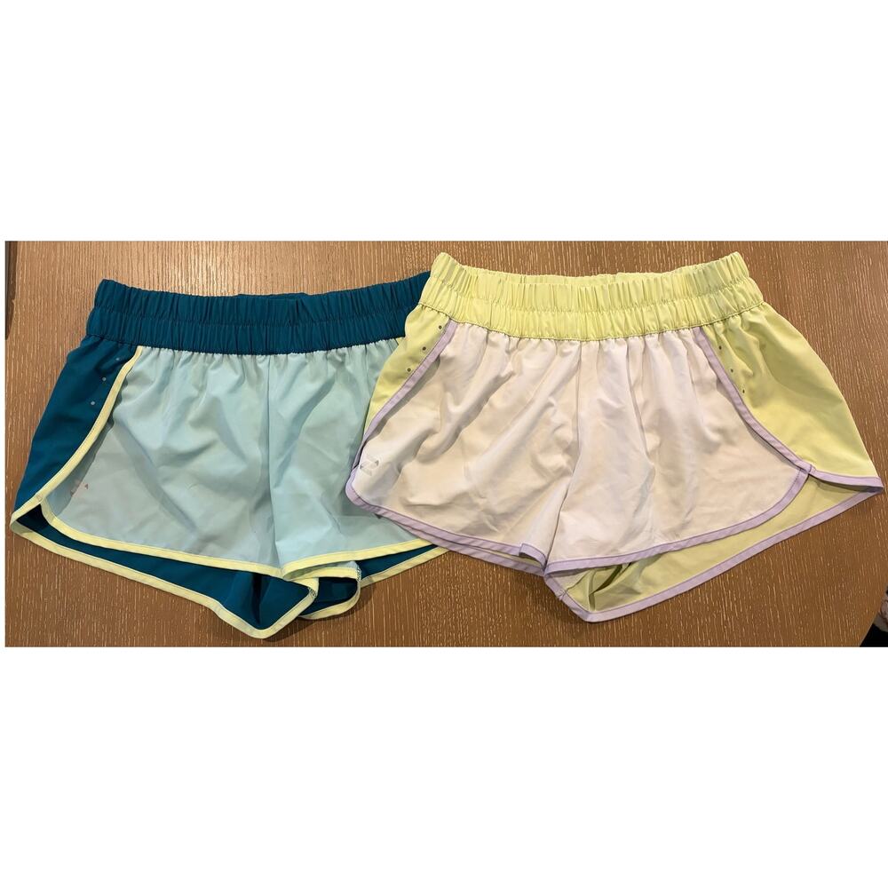 Lot‎ Zelos Shorts Womens Large Yellow Athletic Mid Rise Elastic Waist Lined